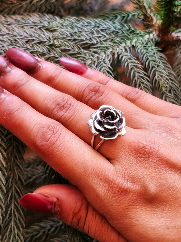 925 Silver Bold Rose Blossom Ring