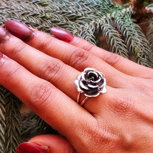 925 Silver Bold Rose Blossom Ring