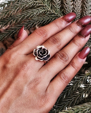 925 Silver Bold Rose Blossom Ring