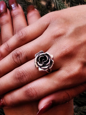 925 Silver Bold Rose Blossom Ring