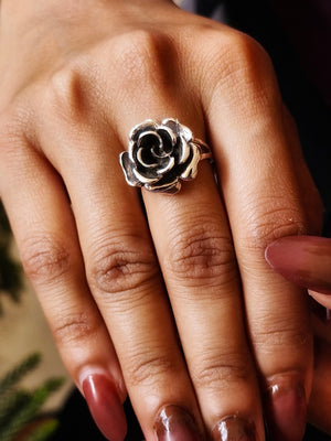 925 Silver Bold Rose Blossom Ring