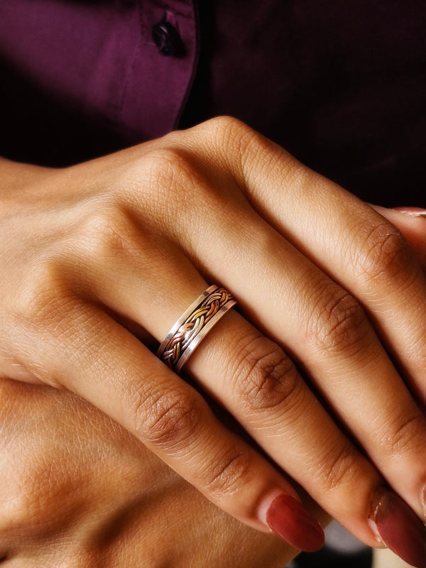 925 Silver Unisex Braided Band Ring