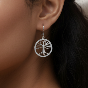 925 Silver Tree of Life Dangle Earrings
