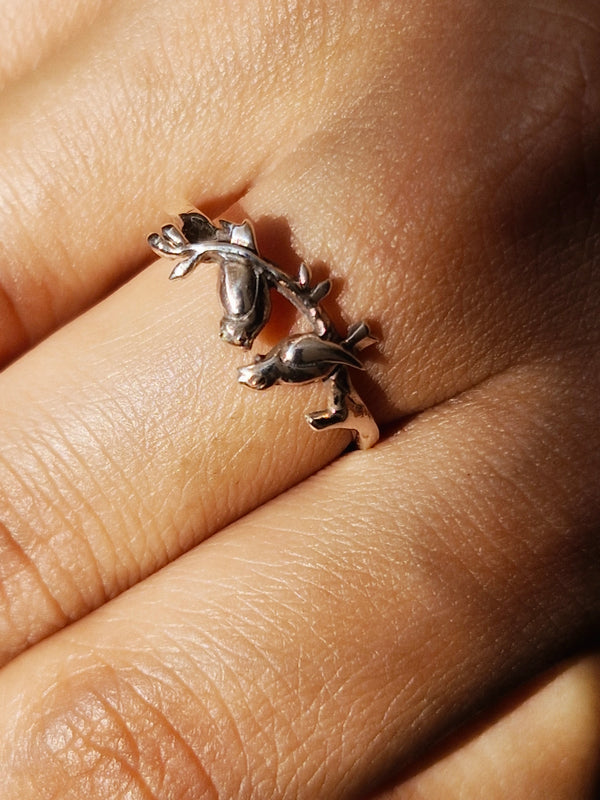 925 Silver Elegant Bird & Branch Motif Ring