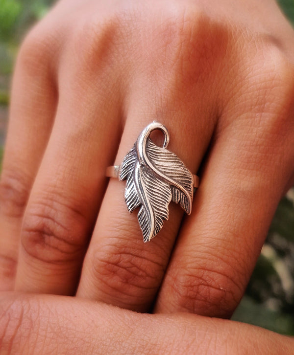 925 Sterling Silver Feather Design Ring