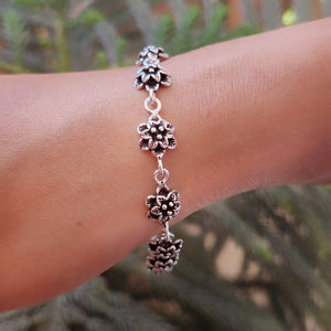 925 Sterling Silver Floral Charm Bracelet