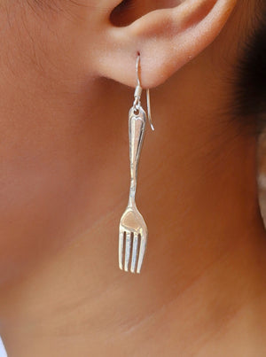 925 Sterling Silver Mismatched Spoon and Fork Earrings