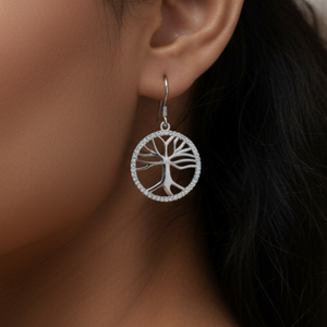 925 Silver Tree of Life Dangle Earrings