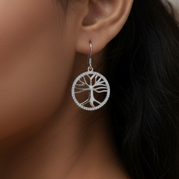 925 Silver Tree of Life Dangle Earrings
